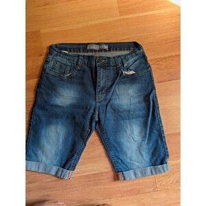 Clock House Denim Shorts Cuffed Dark Wash Men's Size 38 Jorts Jean Shorts